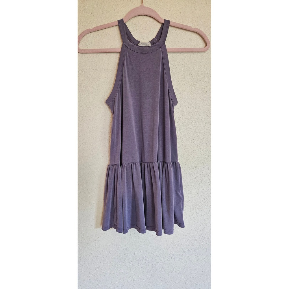 First Love Womens Mauve Purple Halter Babydoll Tunic Ruffle Tank Top T5146 Small